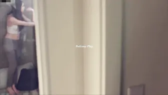 Balcony-Play Busty young lady posing nude