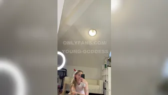 Young Goddess aka young onlyfans Sexy escort girl undresses and caresses boobs